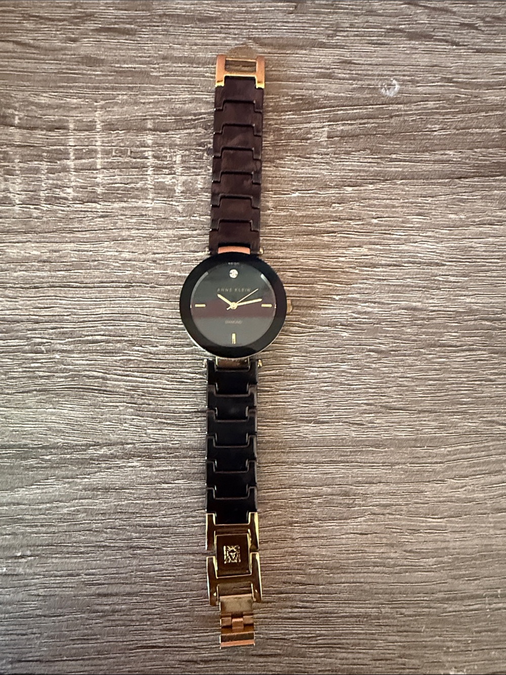 Anne Klein Black and Gold Women's Link Bracelet Watch